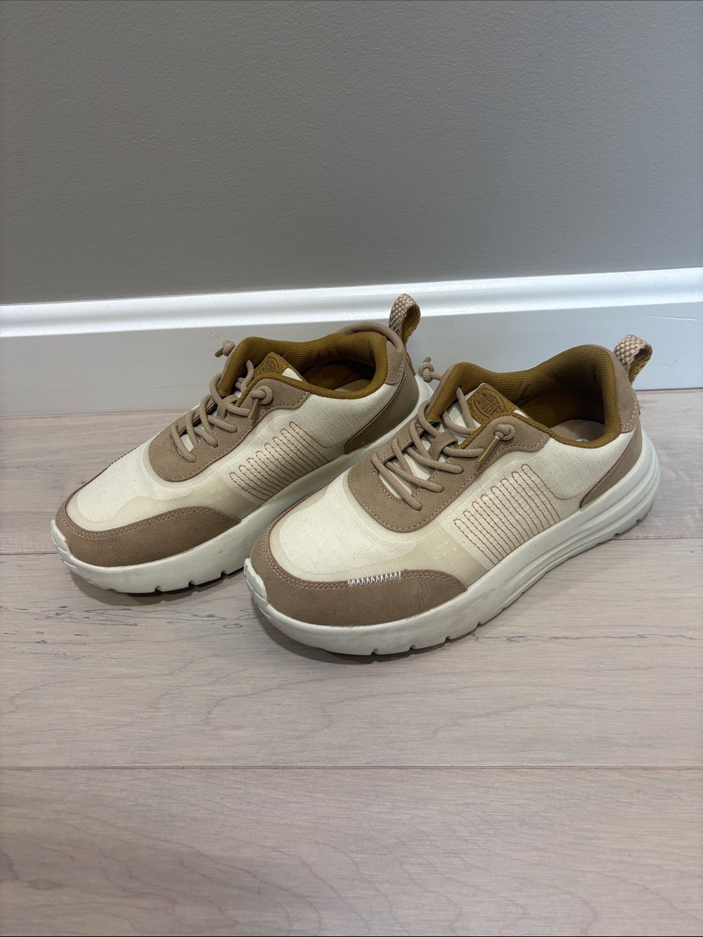 Hey Dude Men's Sneakers in Cream and Tan